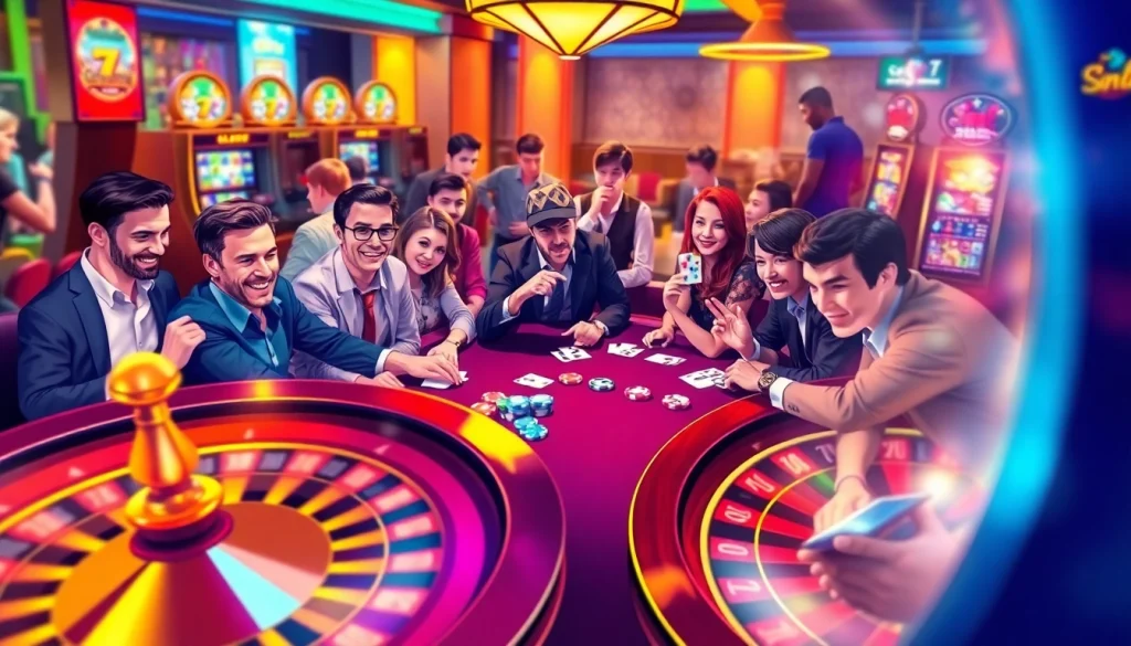 Experience the thrill of gambling at https://esfa.eu.com/ with players at a vibrant casino poker table.
